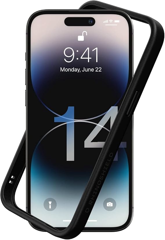 RhinoShield Bumper Case Compatible with [iPhone 14 Pro] | CrashGuard NX - Shock Absorbent Slim Design Protective Cover 3.5M / 11ft Drop Protection - Black | Bumper Case without Backplate, Ultra-Slim Design, Minimalist Style, Military Grade Drop Protection