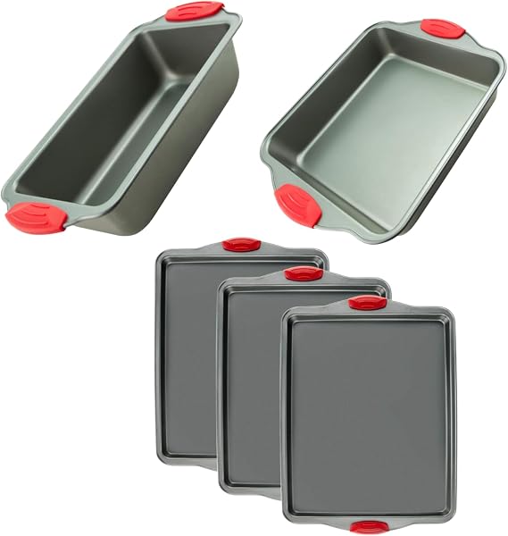 Premium Nonstick Bakeware Set - Baking Sheets, Square & Loaf Pan