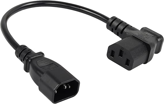 CERRXIAN 40cm Right Angle IEC 320 C13 to C14 Power Cable, 90 Degree C14 Male to C13 Female PDU Power Supply Extension Cord for Monitors,Computers,Etc(Rc13-c14)