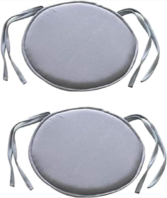 Round Chair Seat Pads, 2 Pcs Circular Waterproof Chair Cushions for Indoor Outdoor Garden Dining Bistro Patio Office Coffee Shop,Navy Blue (Gray)