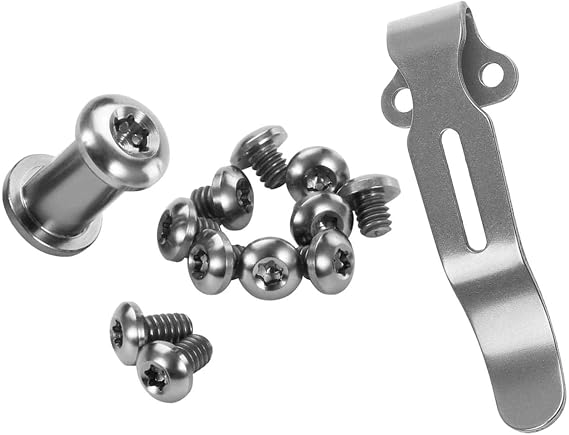 Titanium Screw Kit with Stainless Pocket Clip for Benchmade Bugout 535 (Titanium Primary Color)
