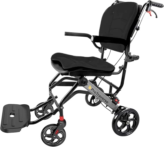 Wheelchairs for Adults,Transport Wheelchair Lightweight Foldable with Removable Cushion,Transport Chair,Black.L