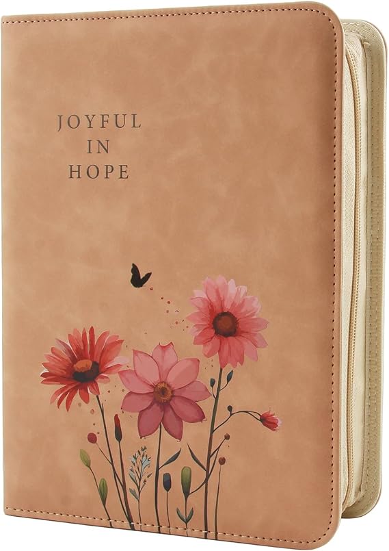 Bible Cover Case for Women,PU Leather Bible Case,Church Bible Bag Carrying Case Accessories Study Supplies with Zippered Pocket(Floral Pattern, 10.5 x 7.6 x 2.1 inches)