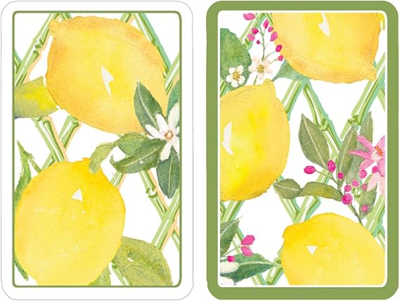 Caspari Limoncello Bridge Playing Cards 2 Coordinated Decks, Standard Bridge Size, Gift Box
