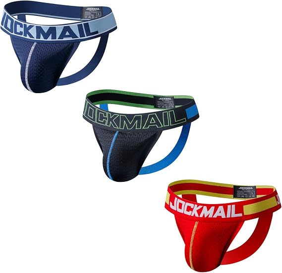 JOCKMAIL 3PCS/PACK Mens Underwear Jockstrap Mesh Breathable Jockstrap Athletic Supporters Mens Jock Strap