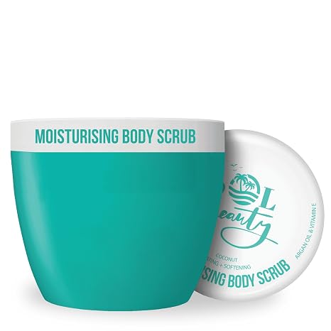 Sol Beauty Body Scrub Coconut Moisturizing and Softening Sugar Scrub with Coconut Oil Argan Oil and Vitamin E Moisturizing Vegan Exfoliating Body