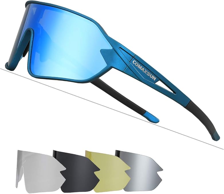 Polarized Cycling Sunglasses with 5 Lens Anti-UV400,Mens Womens Sports Glasses,Baseball Running Fishing Sunglasses