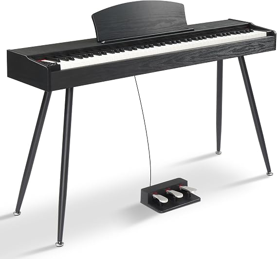 Ktaxon 88 Key Keyboard Piano Weighted Action Digital Piano-Wood Grain Black