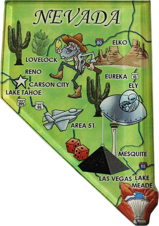 Nevada Acrylic State Map Refrigerator Magnet | Approximate Size: 3 inch x 2 inch