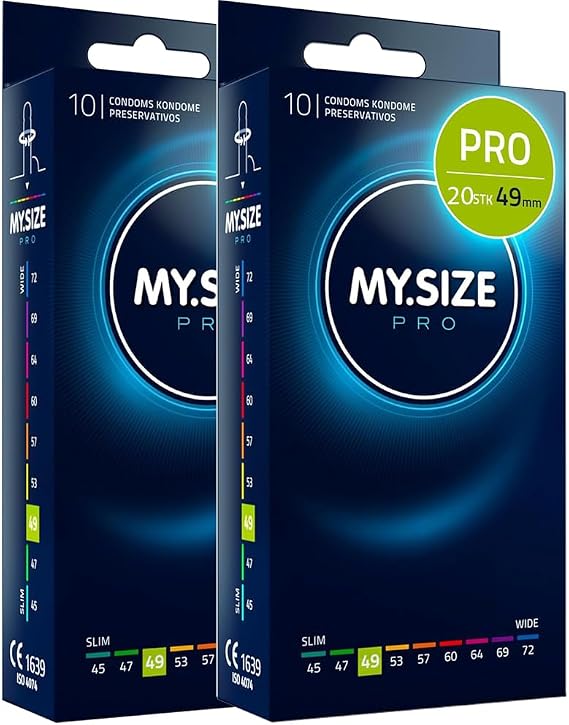 MY.SIZE PRO 20 Pieces 49mm Elite – Slim fit, Highly Purified Vytex Latex for Less Odor, Very Easy to Open and unroll