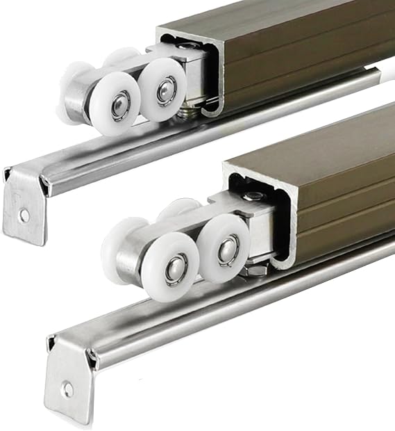 2-door Sliding Track System Aluminium, 1m 2m 3m 4m 5m 6m Bronze Invisible Sliding Door Gear Kit For Interior Doors, Celling Wall Mount Rolling Door Hardware Kit(3.2m)