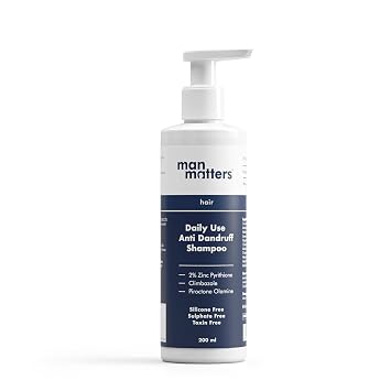 Man Matters Daily Use Anti Dandruff Shampoo | Reduces Dandruff, Flaking & Soothes Scalp Irritation | Zinc Pyrithione, Climbazole & Piroctone Olamine | pH 5.5 | 200ml