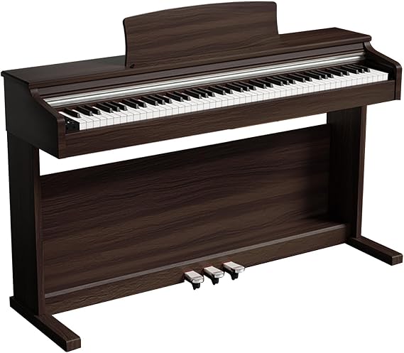 88 Key Electric Piano Hammer Action Keyboard Home Upright Digital Pianos Electronic Piano For Professional Adult With 3 Pedals Support USB-MIDI(Brown)