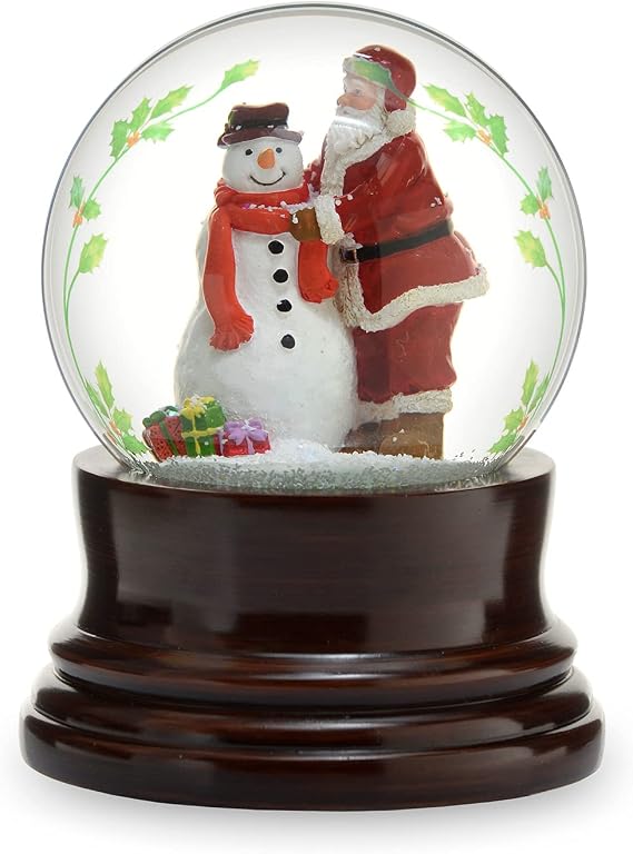 San Francisco Music Box Santa Snowman Musical Snow Globe