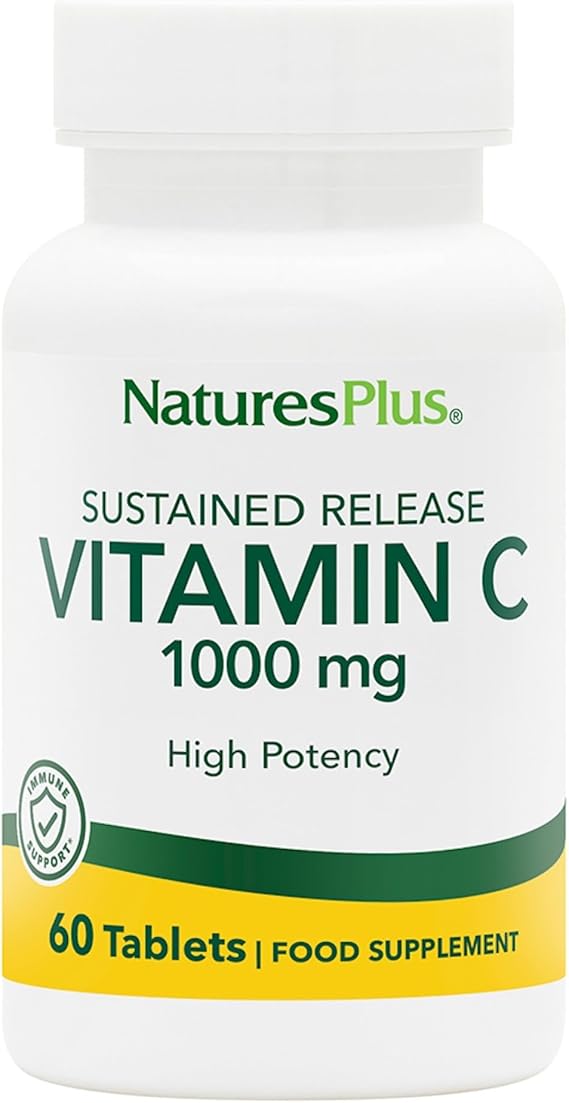 NaturesPlus Vitamin C 1000Mg with Rose Hips - Immunity, Collagen, Bone, Cartilage Support - High Potency, Sustained Release - Gluten Free, Vegetarian - 60 Tablets