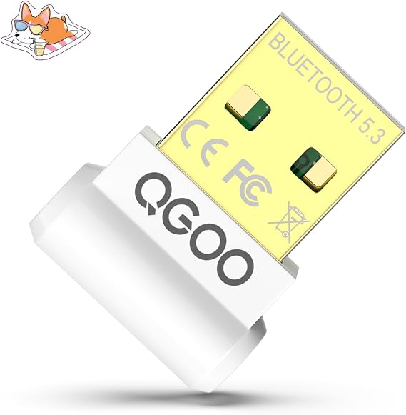 USB Bluetooth Adapter for PC - QGOO Bluetooth Dongle 5.3 EDR, Wireless Receiver for Desktop Computer Laptop Windows 8.1/10/11(white-065)