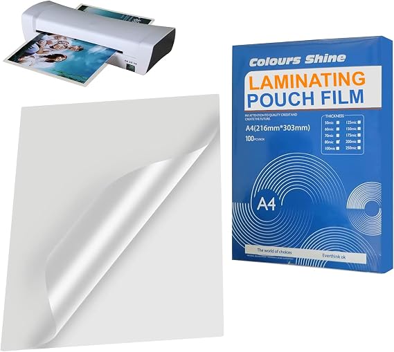A4 Laminator Pouches 100 Pack – 150 Micron Laminating Sheets Glossy Finish, Crystal Clear, Full Protection, Waterproof laminator - Laminate Pouches Ideal for Home Office Photos and Notes