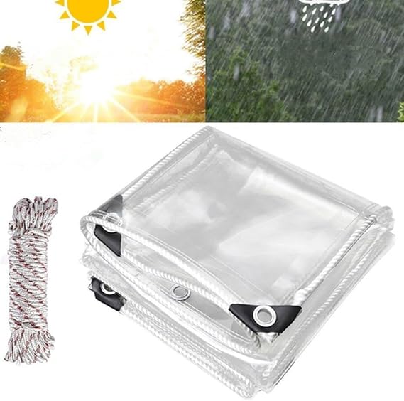 Clear PVC Tarp Heavy Duty Transparent Tarpaulin Waterproof Tent with Grommets (3.3x4.9ft (1x1.5m))