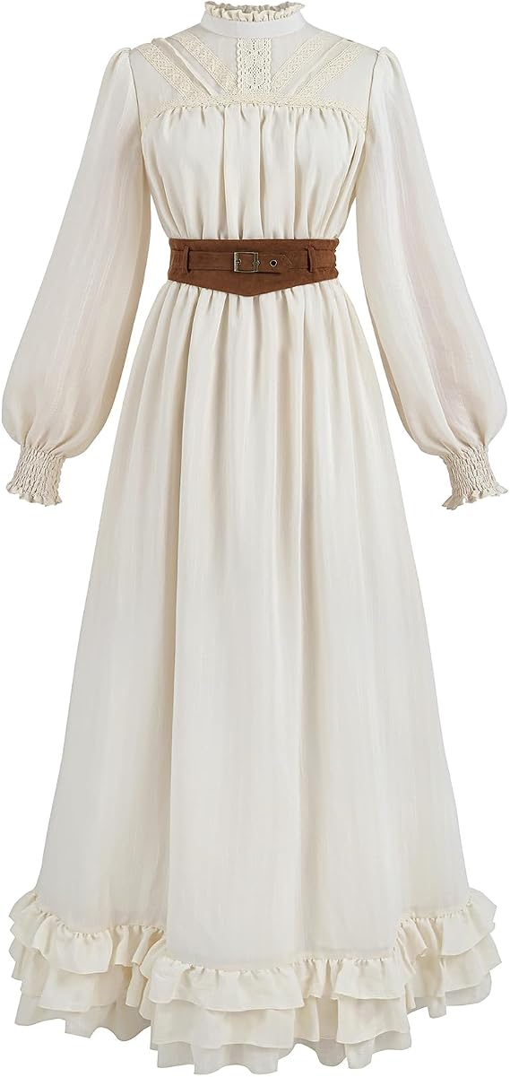 Victorian Dress for Women 1800s Long Sleeve Edwardian Dress with Corset Renaissance Costume