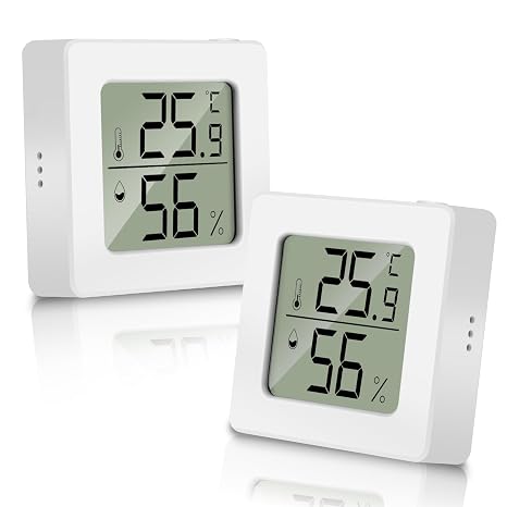 MOXYOY 2 Pack Digital Room Thermometer, Indoor Hygrometer With LCD Display, Temperature and Humidity Meter Humidity Monitor for Home, Office, Bedroom & Greenhouse