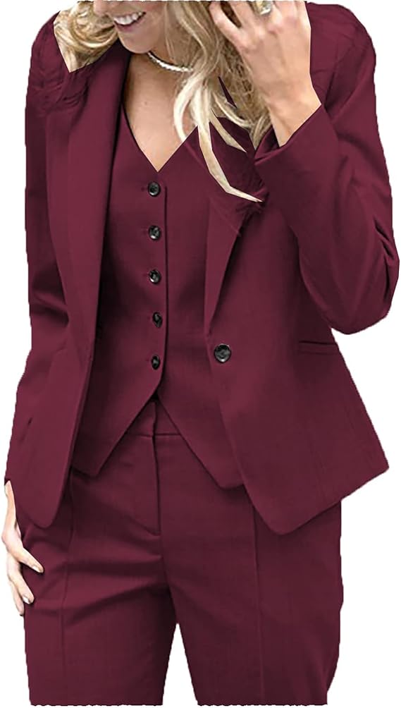Suits for Women 3 Pieces Womens Suit Professional Office Tuxedos Outfits Lady Blazer Business Suit Casual Pant Suits