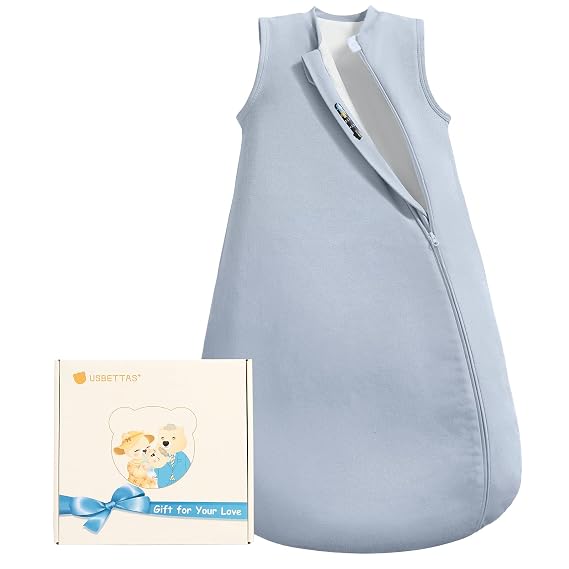 Baby Sleep Sack, 1.0 Tog Supersoft Thermostatic Cotton Toddler Sleeping Sack for Babies Infant, 2-Way Zipper Baby Wearable Blanket for All Season