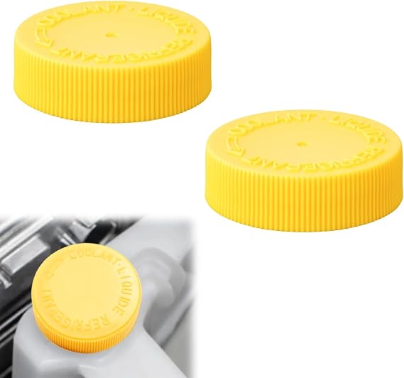 2PCS Engine Coolant Reservoir Tank with Yellow Radiator Cap Replacement for OEM 21712 79900 Coolant Overflow Expansion Bottle Engine Radiator Cooling System Tank Universal Coolant Reservoir
