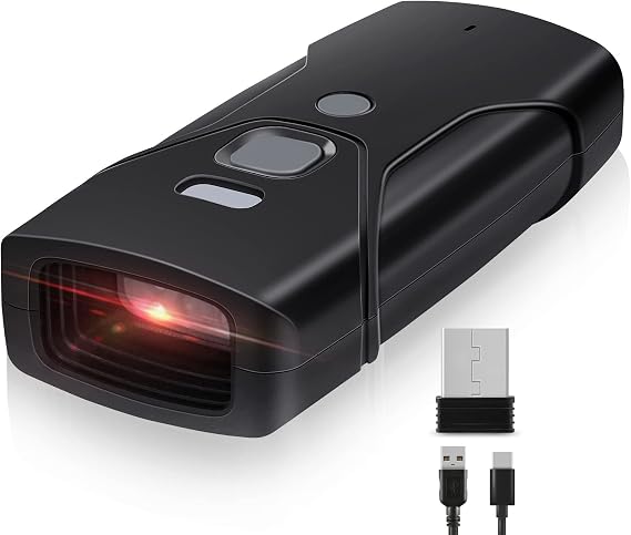 Bluetooth Barcode Scanner, Mini 2D Portable Wireless Barcode Scanner 3-in-1 Bluetooth and 2.4-G Barcode Reader