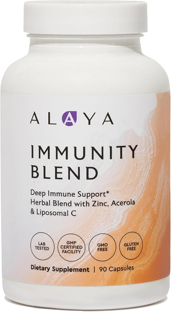 Alaya Naturals Immunity Blend, Immune Support with Vitamin C, Zinc, Elderberry, Garlic, Ginger, Moringa, Oregano and Astragalus, 90 Capsules, 30-Day Supply