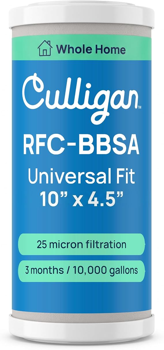 Culligan RFC-BBSA Whole House Water Filter for Sediment - 25 Micron 10x4.5 Long Lasting Water Filter Replacement Compatible with FXHTC, W50PEHD, GXWH40L, GXWH35F, GNWH38S, WFHD13001, Pack of 1
