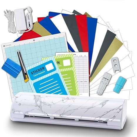 Silhouette Cameo 5 Alpha Starter Set, 15 Sheets & Work Included White/Black/Matte Pink/Bianco Carrara, Office Equipment, Cutting Machine, Silhouette CAMEO5α Biancocararara
