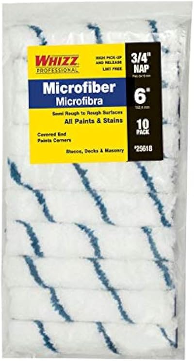 Whizz Microfiber 3/4 in. x 6 in. W Mini Paint Roller Cover For Semi Rough to Rough 10 pk