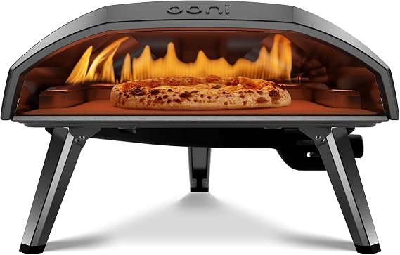 Ooni Koda 16 Propane Gas Pizza Oven 16" Gas Powered Outdoor Oven with 28 mBar Regulator and Gas Hose, Gas Powered Portable Pizza Oven - Foundry Black