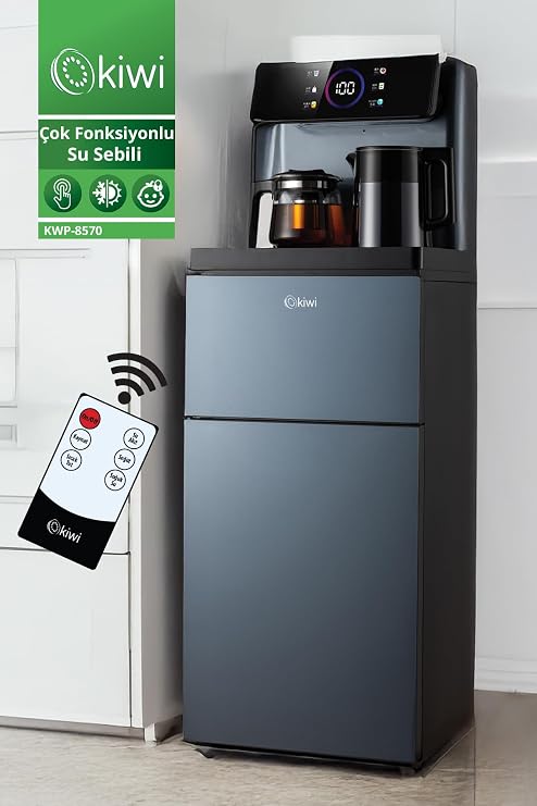 Kıwı Kwp-8570 Gizli Damacanalı, Dahili Otomatik Çaycılı, Sıcak Soğuk Dijital Su Sebili Siyah