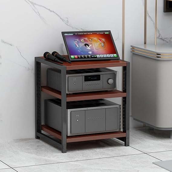 Generisch Pikap standı, 3 kademeli AV medya standı, HiFi rafı, CD çalar standı, ses kulesi, yüksekliği ayarlanabilir ahşap raf, stereo bileşen dolabı (ceviz)