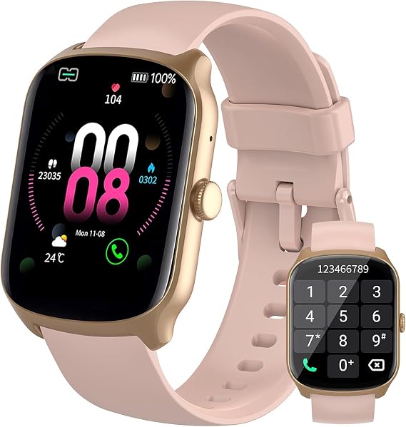 Qecnato Smart Watch for Women, 1.95" Curved Screen Smartwatch with Heart Rate Sleep Monitor, 2026 Fitness Watch with 110+ Sports Modes, IP68 Waterproof Fitness Tracker for iOS/Android, Pink