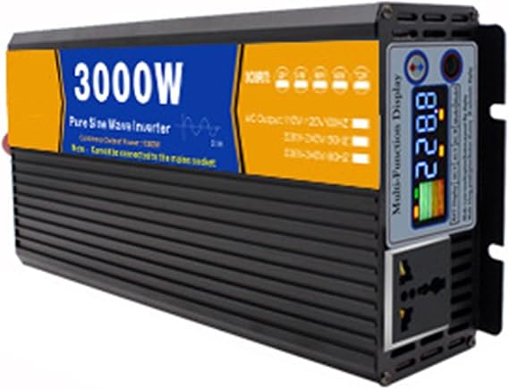 Pure Sine Wave Inverter 3000W 4000W 5000W Peak 12V 24V 48V 60V 72V DC to 110V 220V 230V 240V AC Power Solar Inverter Converter, for Off-Grid, RV, Truck, Boat, Camping, and Home(3000W,12Vto110V)