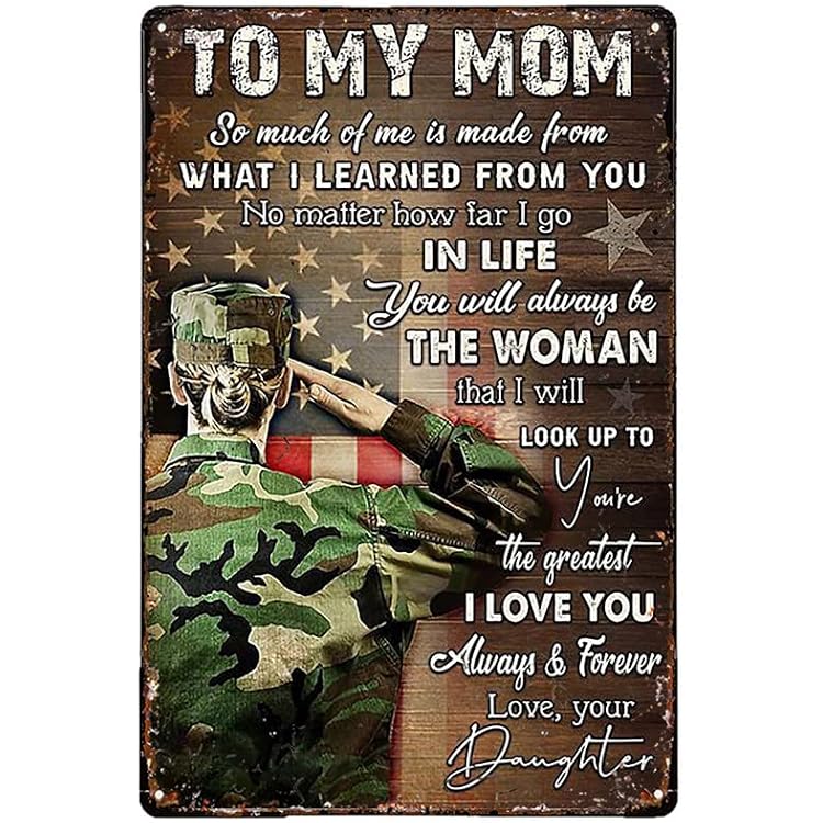 RIFOSA to My Mom Daughter Army Metal Tin Sign Indoor & Outdoor Home Bar Coffee Kitchen Ice Cream Shop Wall Decor Tin Sign 8x12 inch