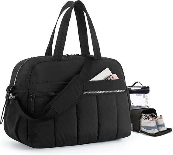 BAGSMART Duffle Bag for Travel, Gym Bag for Women, Weekender Carry on | PVC Wet Pocket, Airline Approved Personal Carry-on Size, Fits Under-seat, One Bag for Gym, Travel, Hospital, Overnight