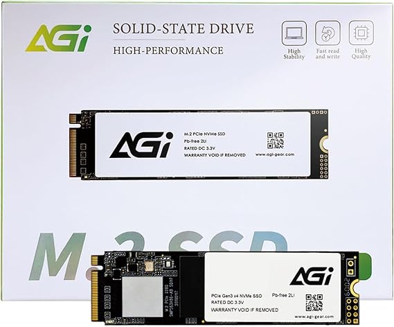 AGI 512GB AI298 Internal SSD, PCIe NVMe M.2 Gen3x4 Cache 3D NAND Flash Internal Solid State Drive SSD with Heat Sink (R/W Speed up to 2350/1470 MBs)