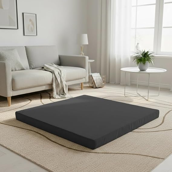 Velvet Zabuton Meditation Mat - Large Floor Pillow for Adults & Yoga Meditation Cushion - High Density Foam Floor Seating with Washable Cover, 31x31 Inch (Black)