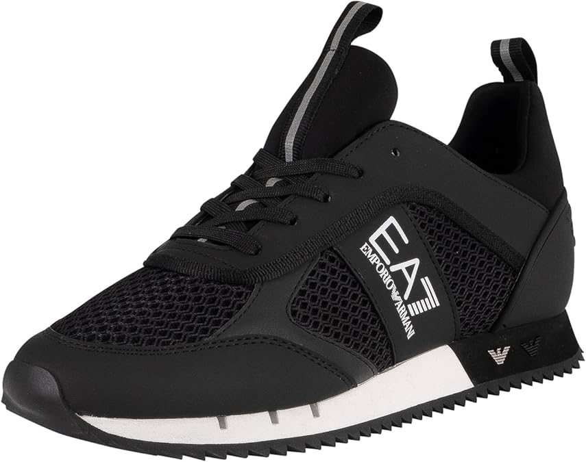 EA7 Men's Woven Trainers, Black/White, 11 UK