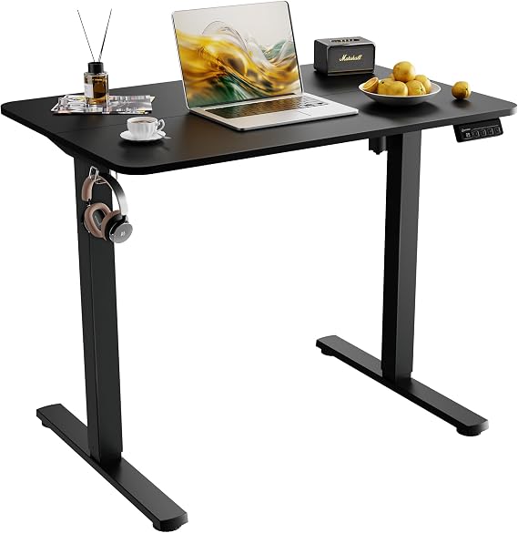 ERGOMAKER Electric Standing Desk 90x60cm, 2 Memory Heights, Black