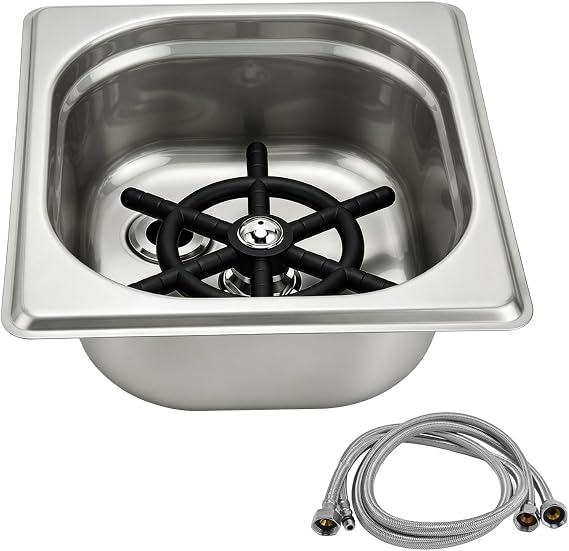 Pitcher Rinser, Glass Rinser for Kitchen Sink Automatic Cup Washer Stainless Steel Cup Cleaner with Water Hose for Home Hotel Bar Restaurant (Stainless steel color)
