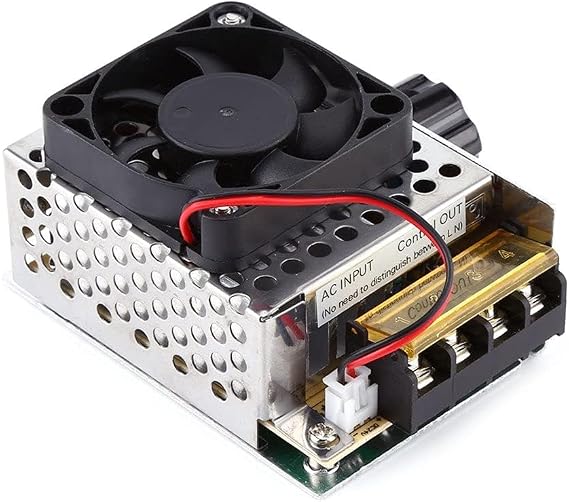 SCR Electric Voltage Regulator Dimmer Temperature Controller Motor Speed Controlling Module Board with Cooling Fan (110V AC 4000W)