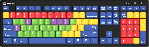Logickeyboard Kids Learning Board Teaching Vowels and Consonants, and Lowercase vs Capital Letters for School and Private use Plug-and-Play with Windows 7-11 - LKB-LBHS-BJPU-US