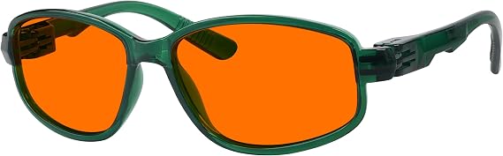BFOCO 100% Blue Light Blocking Glasses With Metalless & Screwless Spring Hinges for Men - Orange Amber Tinted Blue Blockers Eyeglasses (Glossy Green)