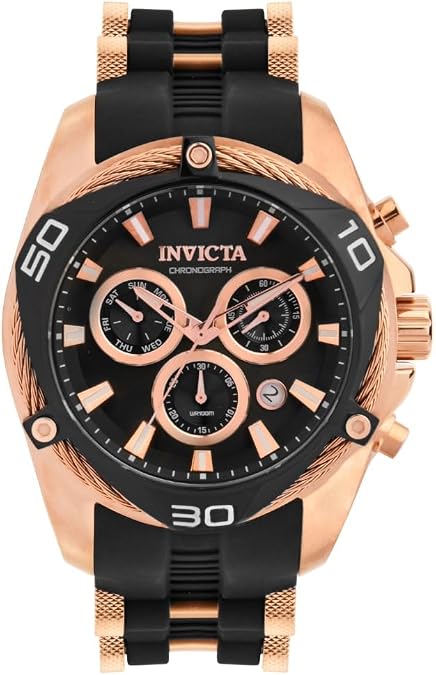 Invicta Men's Bolt 50mm Stainless Steel, Silicone Quartz Watch, Rose Gold (Model: 31316)