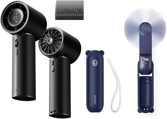 JISULIFE 3 IN 1 Mini Portable Fan & Handheld Fan Pro1 Mini, Elite PU Leather, 30 Hour Cooling Power