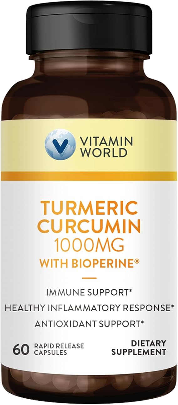 Vitamin World Turmeric Curcumin 1000 mg, 60 Capsules